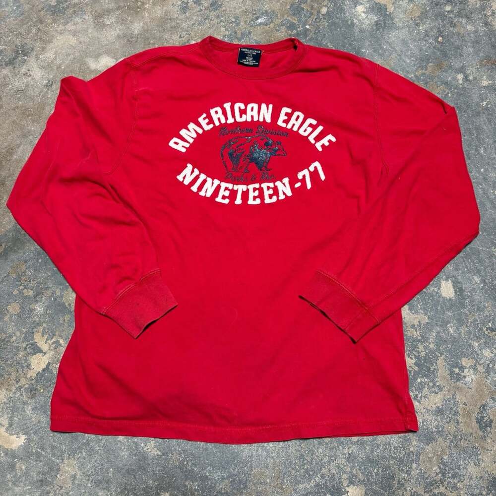 Y2K American Eagle Long Sleeve Shirt Size L Red